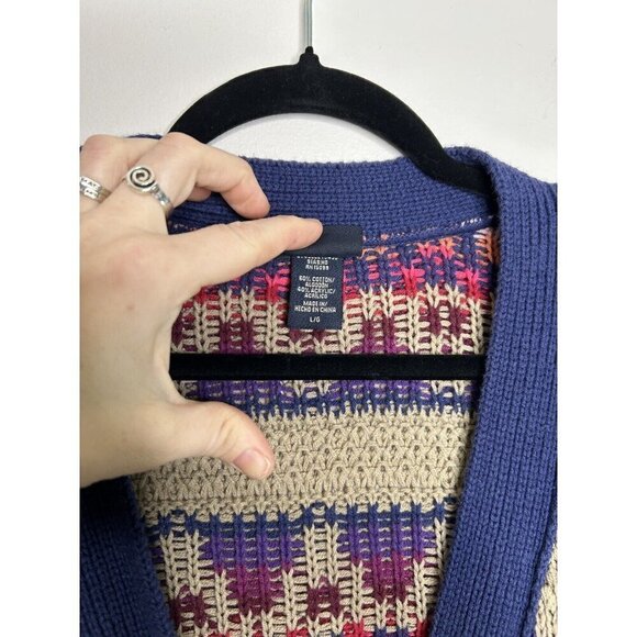Canyon River Blues Women’s Button Down Sweater Cardigans Blue Pink Vtg Size Lrg - Picture 3 of 9